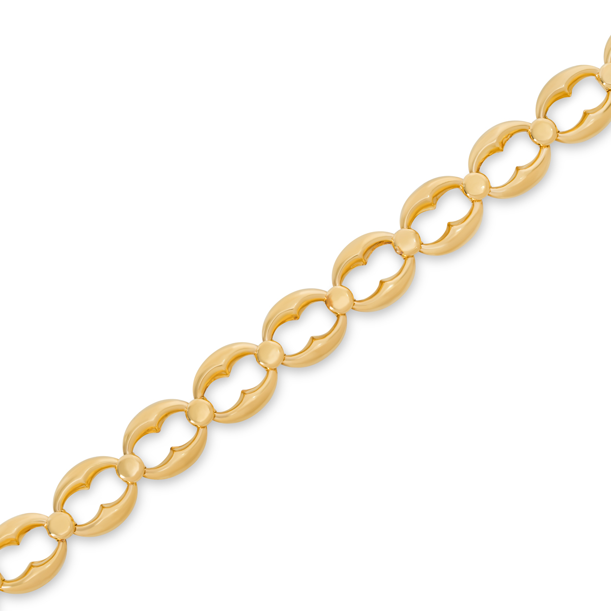Yellow Gold Coffee Bean Link Bracelet